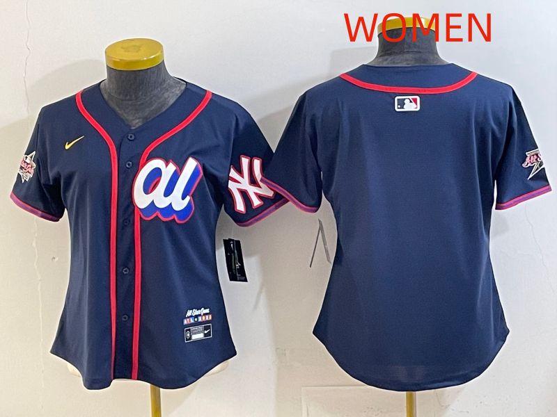 Women 2025 New York Yankees Blank Drak Blue All star Nike MLB Jersey style 01->women mlb jersey->Women Jersey
